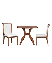 Streamdale Furniture Walnut Round Dining Set- 39.4" Table + 2 Chairs