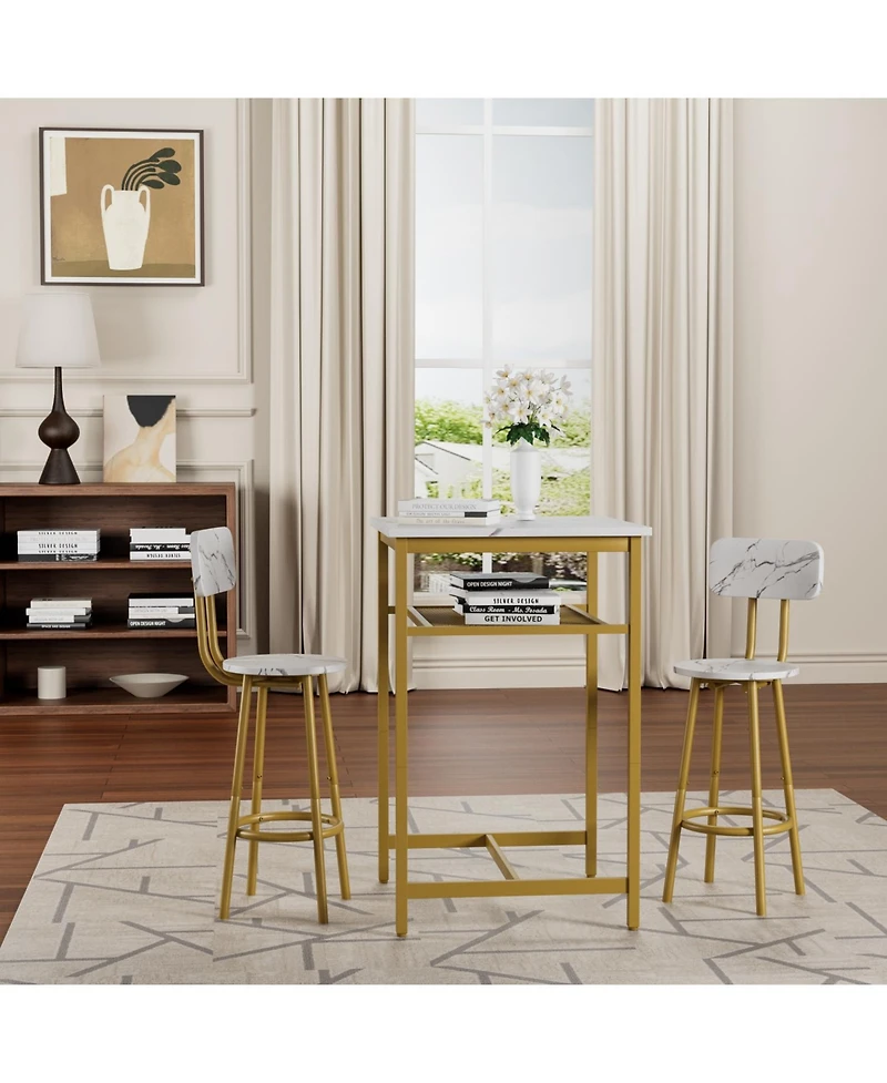 Streamdale Furniture Bar table, equipped with 2 bar stools, with backrest and partition