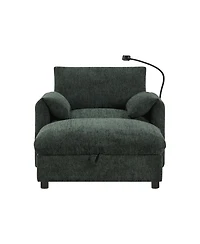 Streamdale Furniture 38" Sofa w/ Storage Ottoman, Usb, Phone Holder, Pockets, Wide Chaise, Chenille