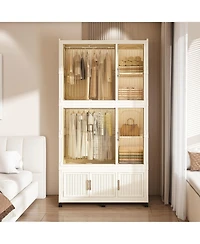 Streamdale Furniture Portable Wardrobe Closet Organizer, 9 Cubes & 2 Rods, White