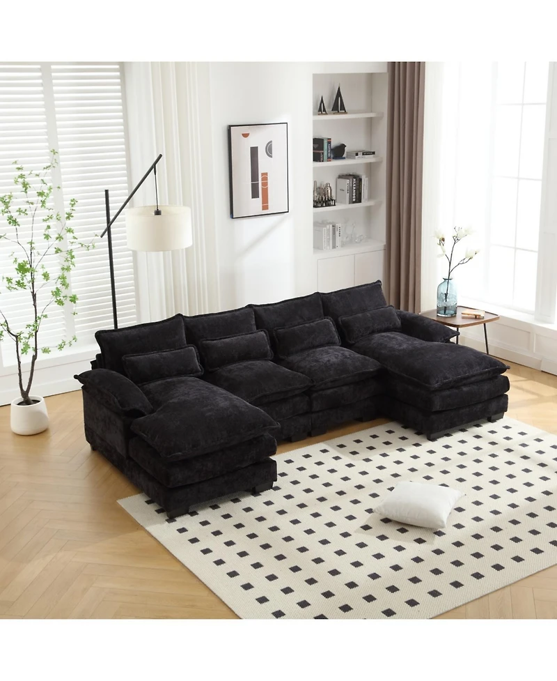 Streamdale Chenille U-Shaped Sofa (Oversized, 4-Seater)
