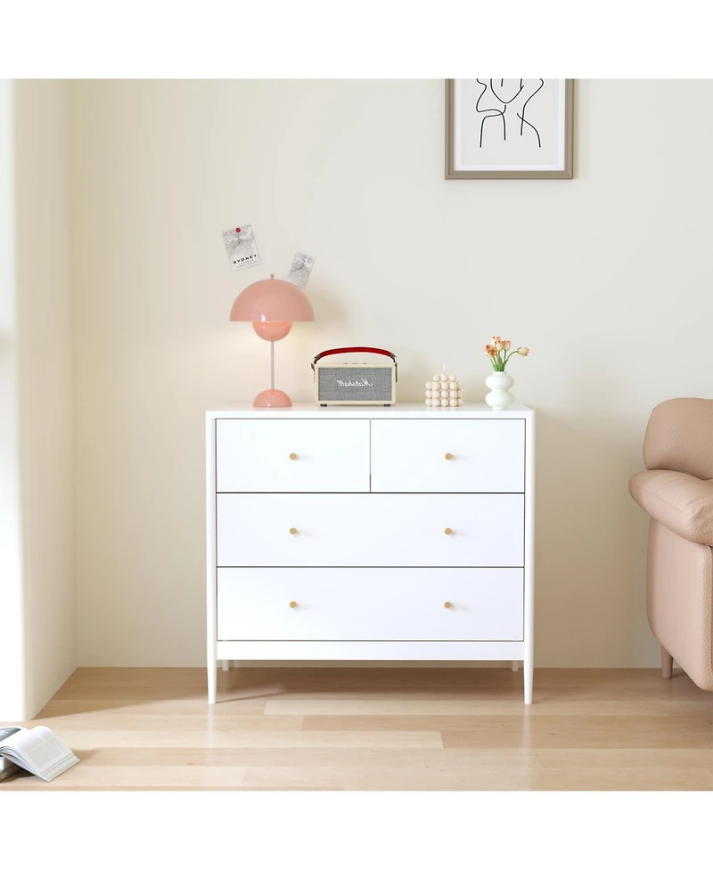 Streamdale Furniture Streamdale White 4-Drawer Kids Dresser - Toddler Bedroom/Nursery Storage