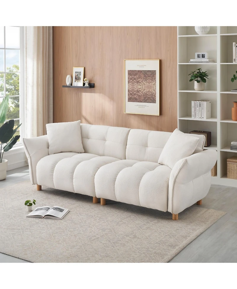 Streamdale Teddy Sofa Beige with Pillows - 93.7" - Apartment/Office/Living Room