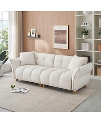 Streamdale Teddy Sofa Beige with Pillows - 93.7" - Apartment/Office/Living Room
