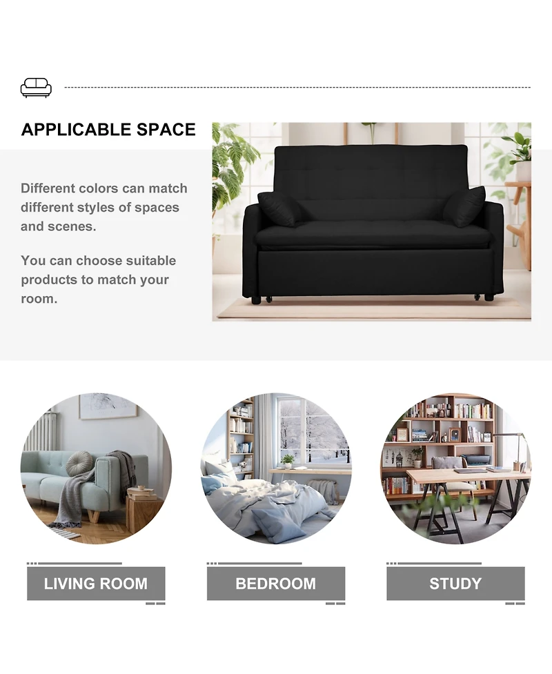 Streamdale Furniture 61" Fabric Sofa Bed - Storage, Adjustable