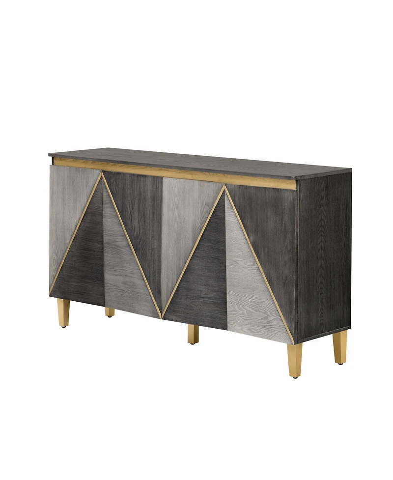 Streamdale Furniture 60" Retro Buffet Cabinet - 4-Door Sideboard with Adjustable Shelves (Gray)