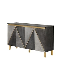 Streamdale Furniture 60" Retro Buffet Cabinet - 4-Door Sideboard with Adjustable Shelves (Gray)