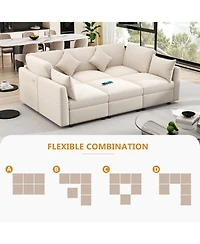 Streamdale Furniture 86.6" Sectional Sofa w/ Ottoman & Usb Ports