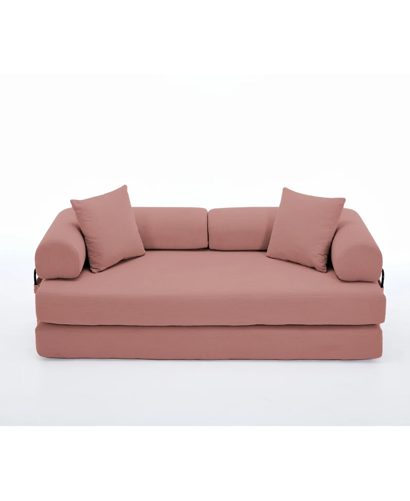 Streamdale Furniture Folding Sleeper Sofa Bed, 5-in-1 Convertible, King Size, Corduroy