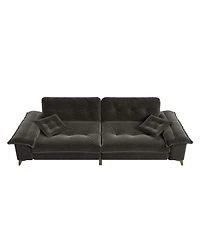 Streamdale Furniture Modern 4-Seat Cloud Sofa, Wide Arms, Tufted, Chenille, Dark Grey