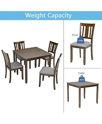 Streamdale Furniture Elegant Walnut 5-Piece Dining Table Set