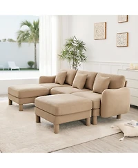 Streamdale Furniture Boucle U-Shape Sectional Sofa with Ottomans & Shell Armrests
