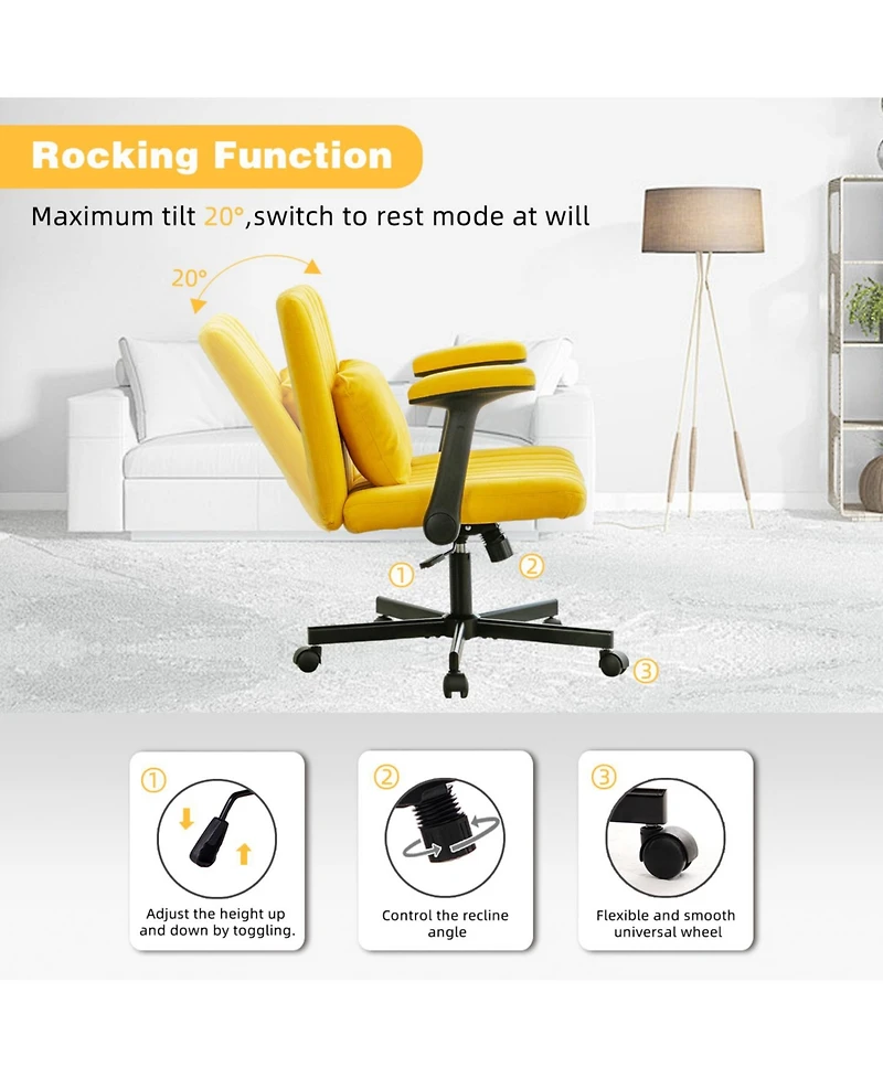 Streamdale Furniture Streamdale Linen Ergonomic Office Chair with Wheels