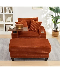 Streamdale Furniture Multifunctional Corduroy Sofa with Hidden Table & Storage
