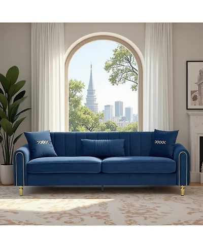 Streamdale Furniture Modern Plush 3-Seater Sofa with Pillows & Metal Legs