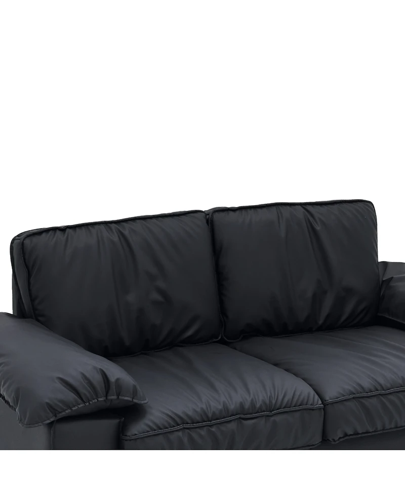 Streamdale Furniture Black Faux Leather Storage Loveseat - Modern 2-Seater Sofa