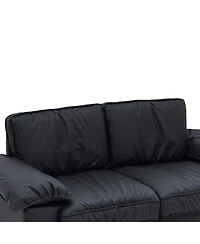 Streamdale Furniture Black Faux Leather Storage Loveseat - Modern 2-Seater Sofa