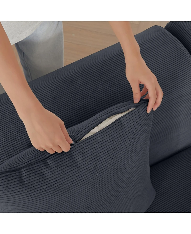 Streamdale Furniture Modern L-Shaped Corduroy Sectional Sofa Dark Gray Oversized 3-Seater Couch