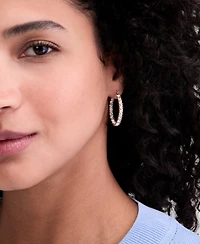 On 34th Medium Pave Hoop Earrings, 1.2", Macy's Exclusive