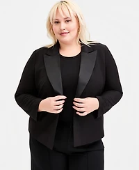 Kasper Trendy Plus Peak Lapel Open-Front Blazer