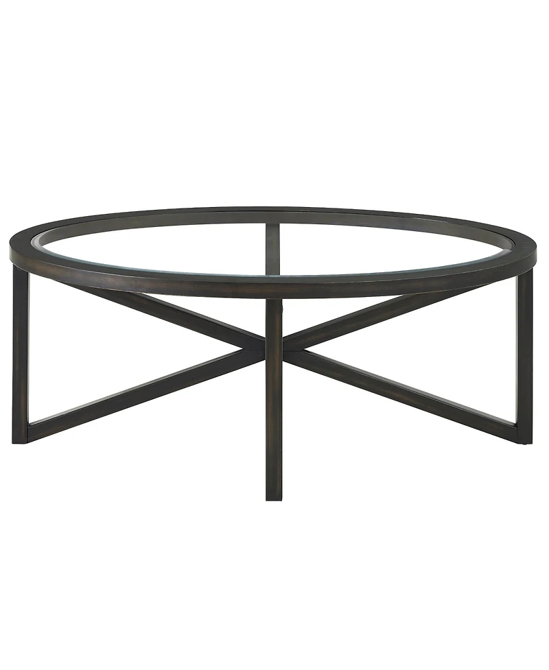 Streamdale Furniture Modern Glass Coffee Table - Wood Base, Round Top