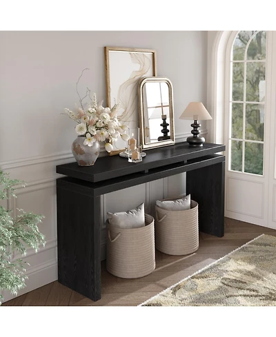 Streamdale Furniture 60" Black Farmhouse Console Table - Retro Entryway/Sofa Table
