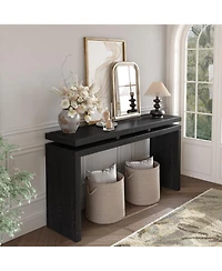 Streamdale Furniture 60" Black Farmhouse Console Table - Retro Entryway/Sofa Table