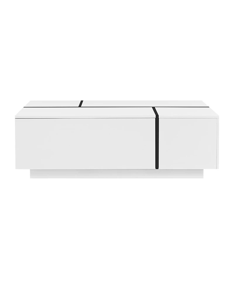 Streamdale Furniture Extendable High-Gloss Coffee Table w/ Storage Drawers