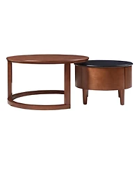Streamdale Vintage Round Nesting Coffee Table Black & Walnut 31.5"