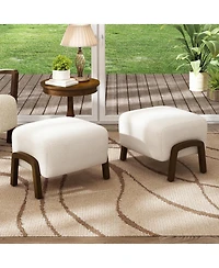 Streamdale Furniture Upholstered Ottoman, Wooden Legs, Boucle