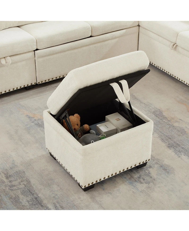 Streamdale Furniture 97" L-Shaped Chenille Sectional Sofa with Ottoman