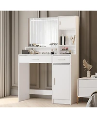 Streamdale Furniture Vanity Desk with Mirror, Led Light, Drawer & Storage