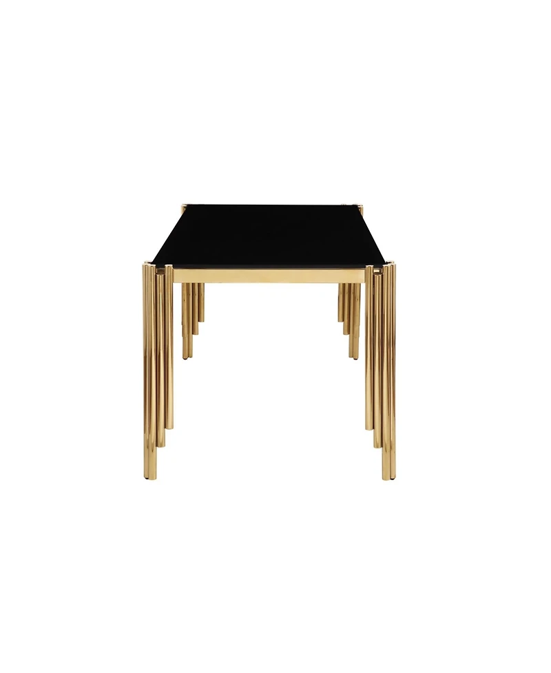 Streamdale 65" Rectangle Glass Dining Table with Gold Legs