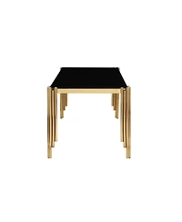 Streamdale 65" Rectangle Glass Dining Table with Gold Legs