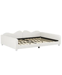 Streamdale Furniture Full size Upholstered Daybed, Sherpa Fabric Sofabed with Cloud-Shaped Backrest, No Box-spring Needed