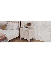 Streamdale Furniture Mid-Century Velvet Nightstand, Pink