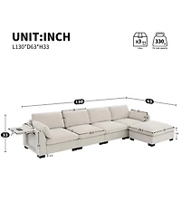 Streamdale Furniture 130" Modular Sectional Sofa with Folding Table & Charging