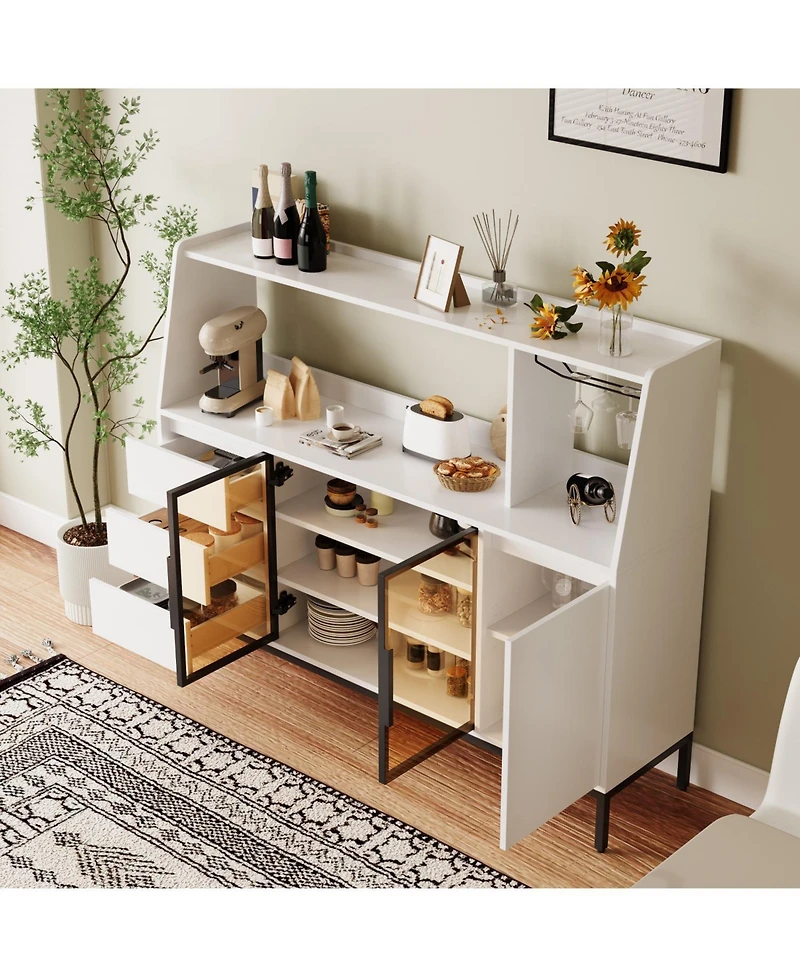 Streamdale Furniture Modern Sideboard 3 Drawers & Glass Door