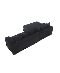 Streamdale Furniture Oversized Corduroy L Shaped Sofa with Chaise & 8 Pillows