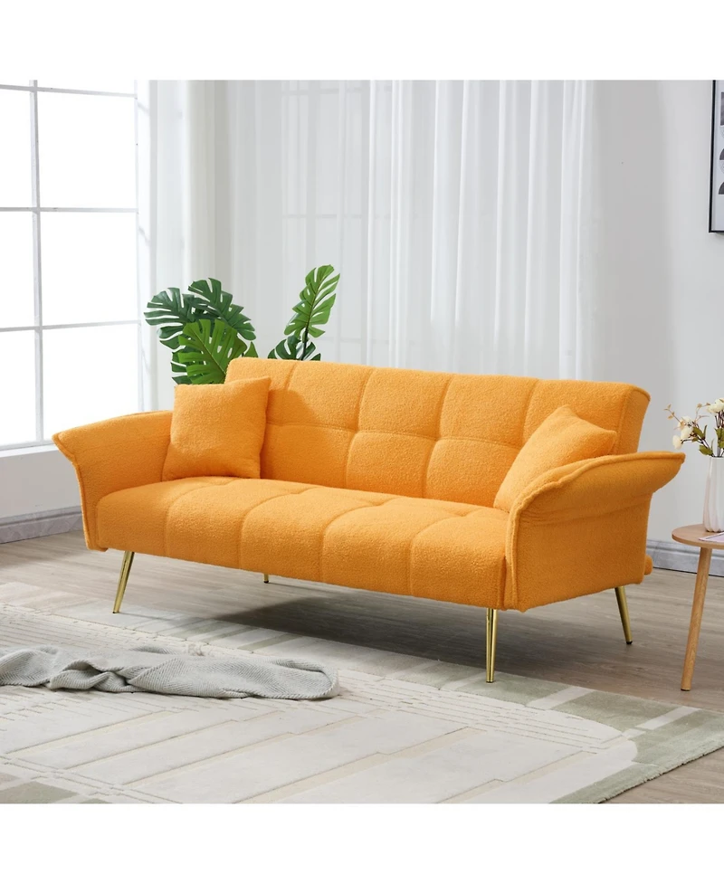 Streamdale Furniture 70" Teddy Fleece Convertible Sofa Bed