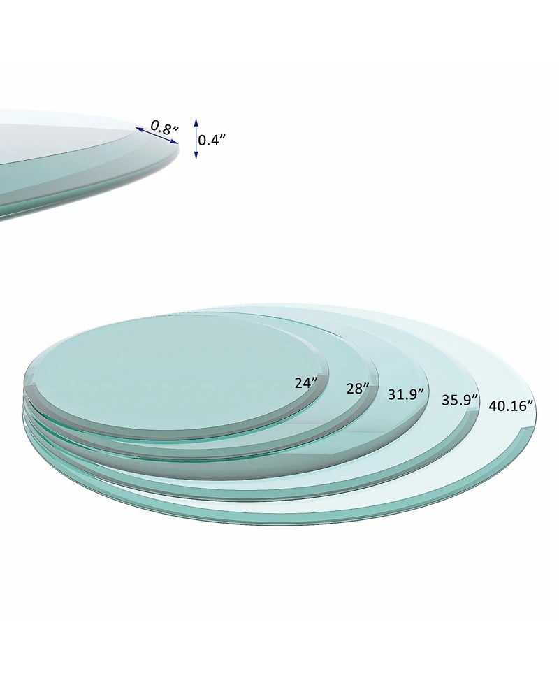 Streamdale Furniture 24" Round Tempered Glass Table Top - Beveled Edge