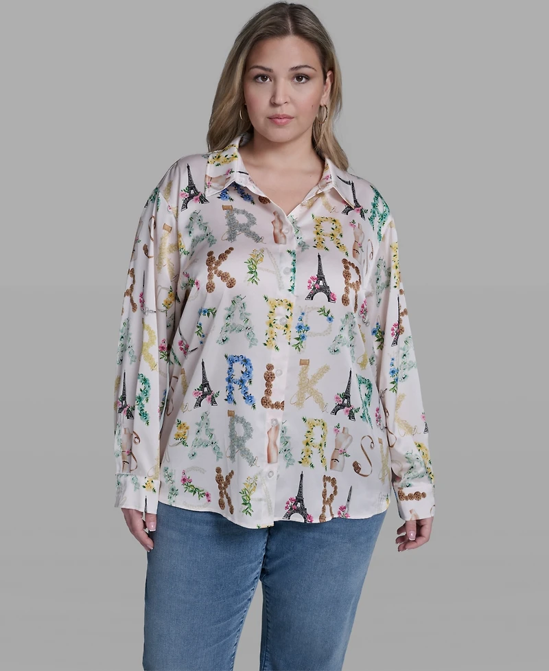 Karl Lagerfeld Paris Plus Allover Printed Shirt