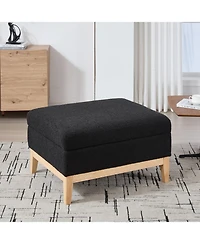 Streamdale Furniture 33.86" Square Storage Ottoman/Coffee Table - Black Boucle