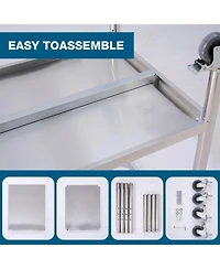 Streamdale Furniture 60" Stainless Steel Kitchen Prep Table w/ Shelf & Wheels