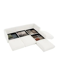 Streamdale Furniture White Chenille Sofa with Storage & Ottoman