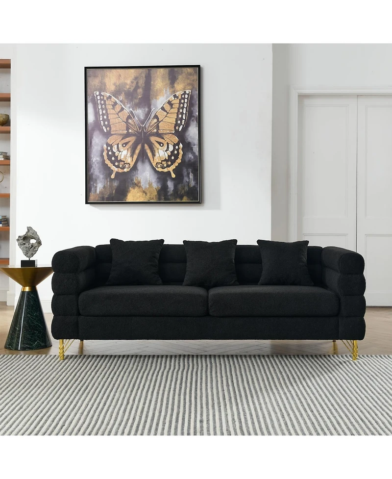 Streamdale Furniture 81" Oversized 3-Seater Black Teddy Sectional Sofa