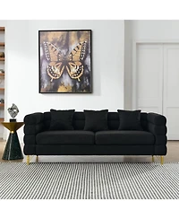Streamdale Furniture 81" Oversized 3-Seater Black Teddy Sectional Sofa