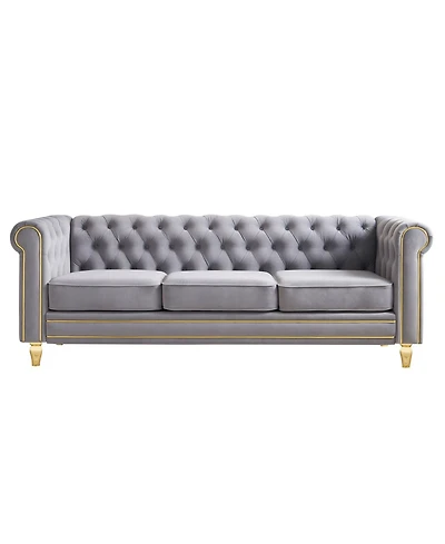 Streamdale Furniture Chesterfield Velvet Sofa 84.65 inch for Living Room