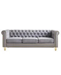 Streamdale Furniture Chesterfield Velvet Sofa 84.65 inch for Living Room