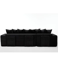 Streamdale Furniture Oversize Cloud Sectional Couch, L-Shape Sofa Bed, 8 Pillows, Corduroy, Black